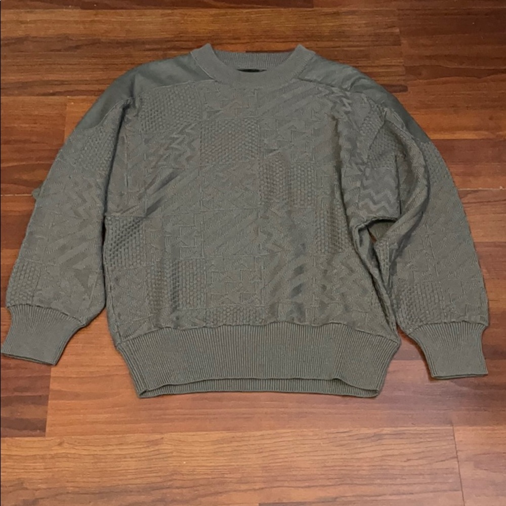 1980s/90s Grey Sweater (Real Leather Trim)